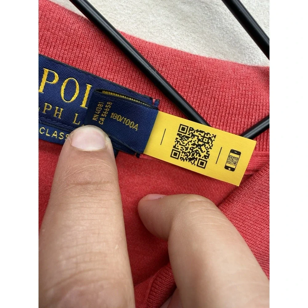 Polo Ralph Lauren Custom Slim Fit Polo Shirt Men's L Red Soft Touch Flesh Pony